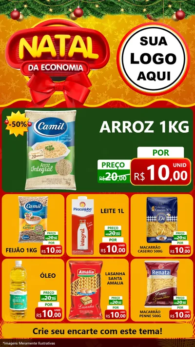 Modelo de Rede Social para Stories com o tema Natal da Economia para Supermercado