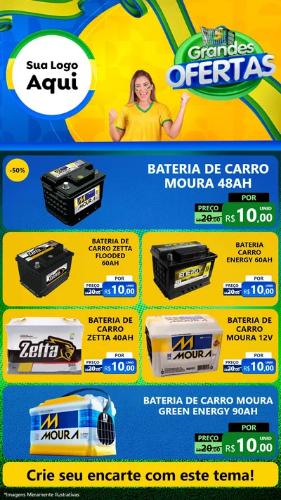 Modelo de TV para TV Vertical com o tema Grandes Ofertas para Baterias Elétricas