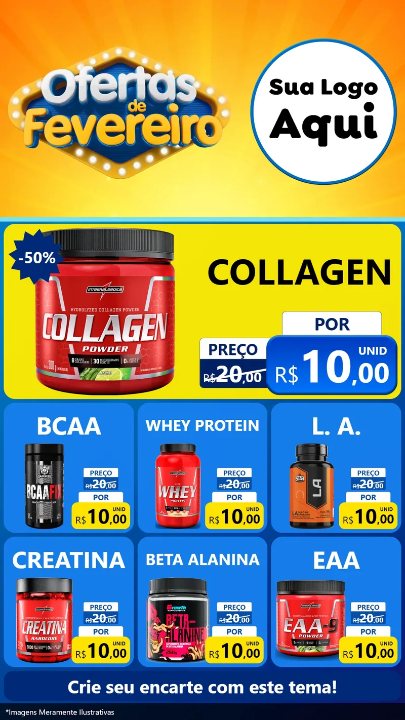Modelo de Rede Social para Stories com o tema Ofertas de Fevereiro para Suplementos alimentares