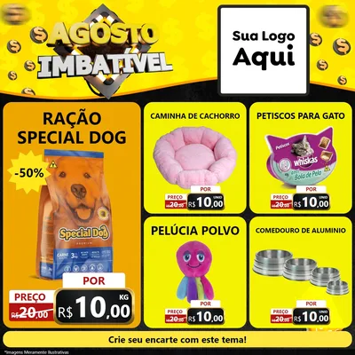 Modelo de Rede Social para Feed Facebook com o tema Agosto Imbatível para Pet Shop