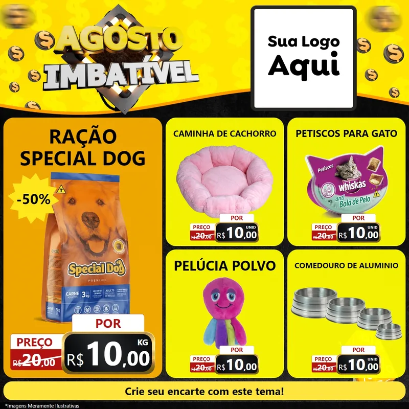 Modelo de Rede Social para Feed Facebook com o tema Agosto Imbatível para Pet Shop