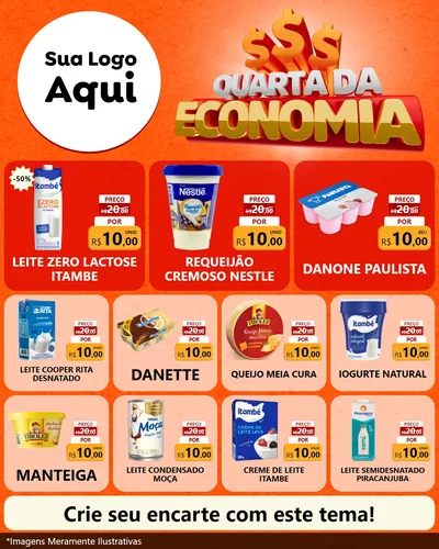 Modelo de Rede Social para Feed Instagram com o tema Quarta da Economia para Frios e Laticínios