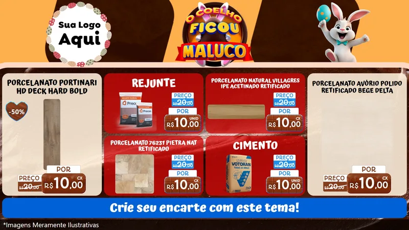 Modelo de TV para TV Horizontal com o tema O Coelho Ficou Maluco - Páscoa para Pisos e revestimentos