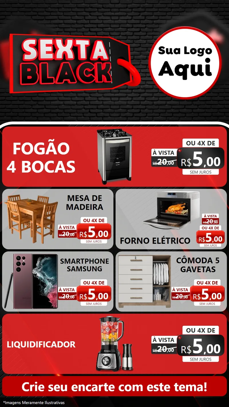 Modelo de TV para TV Vertical com o tema Sexta Black para Móveis e Eletro