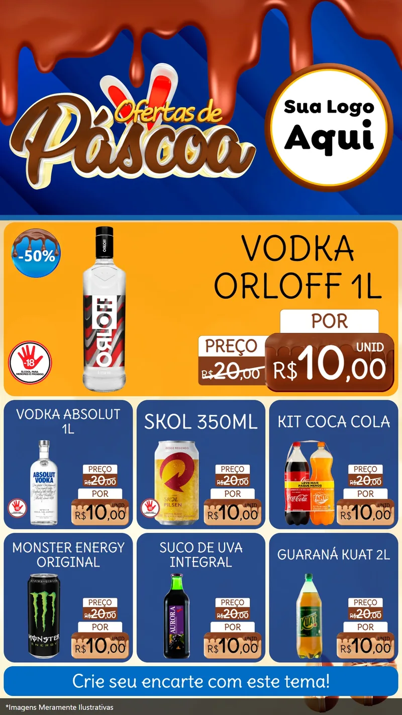 Modelo de Rede Social para Stories com o tema Ofertas de Páscoa para Distribuidora de bebidas