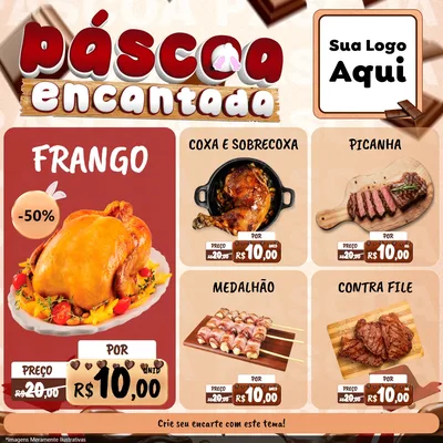 Modelo de Rede Social para Feed Facebook com o tema Páscoa Encantada para Assados