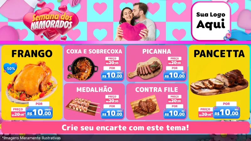 Modelo de TV para TV Horizontal com o tema Semana dos Namorados para Assados