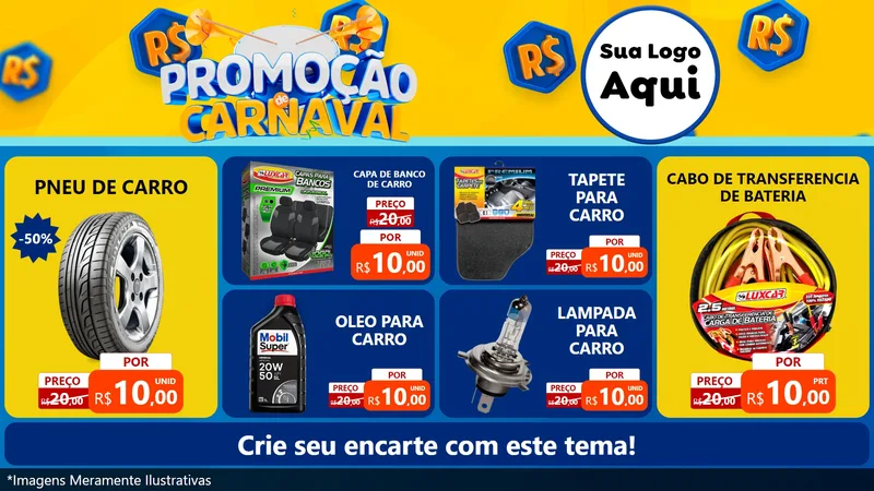 Modelo de TV para TV Horizontal com o tema Promoção de Carnaval para Auto peças