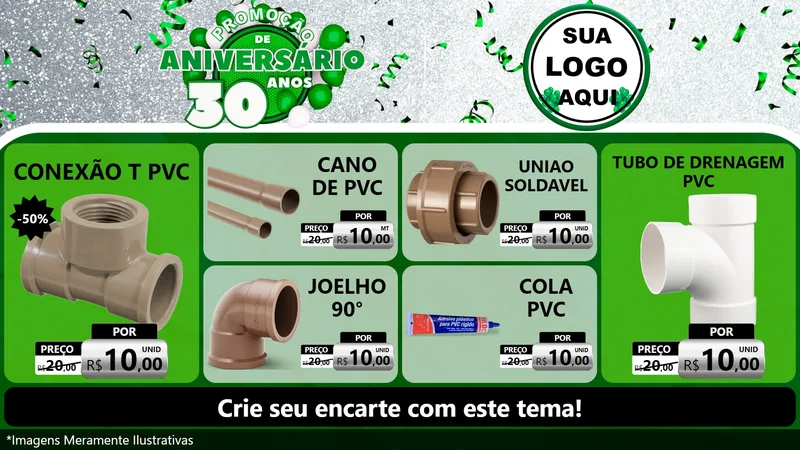 Modelo de TV para TV Horizontal com o tema Promoção de Aniversário - 30 Anos para Tubos e conexões