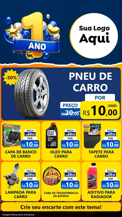 Modelo de Rede Social para Stories com o tema Um Ano de Aniversário para Auto peças