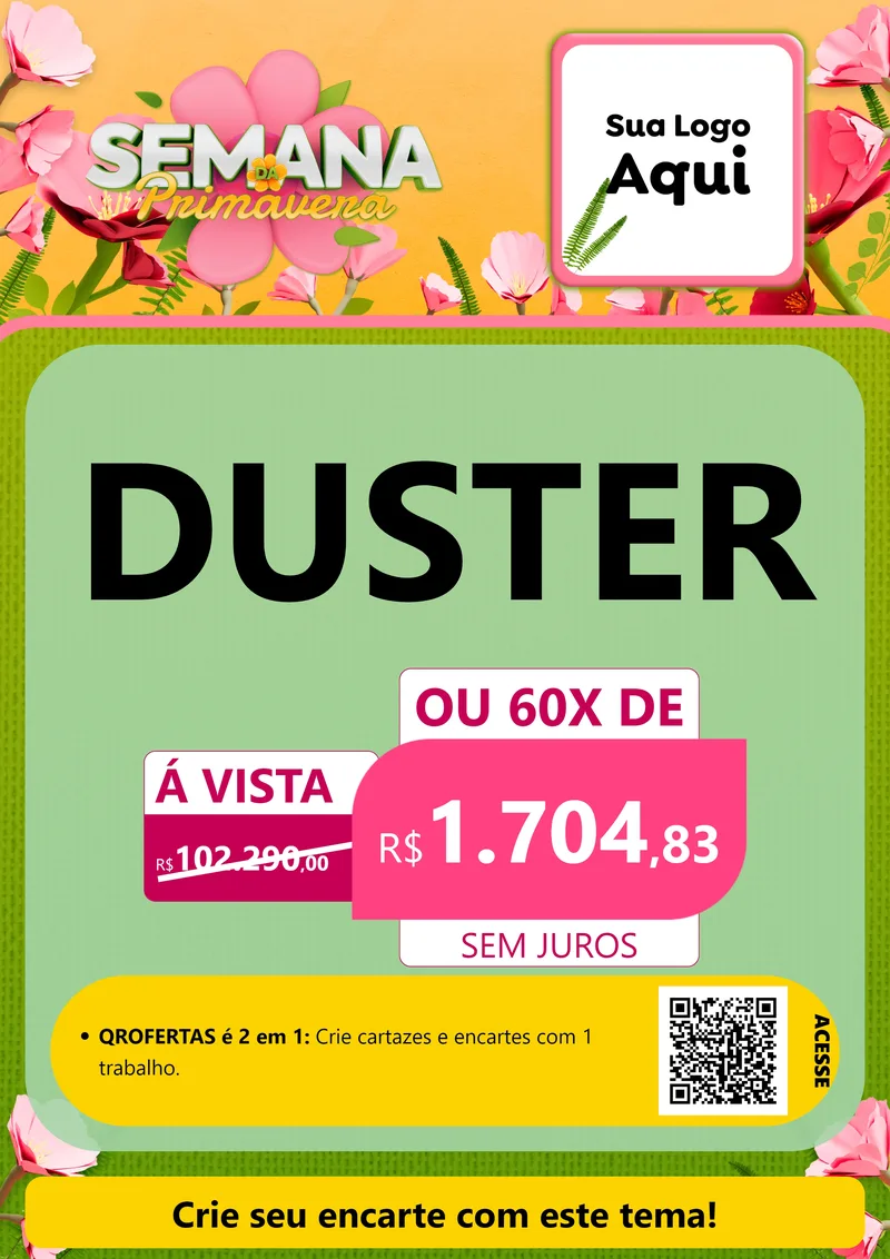 Modelo de Cartaz para Cartaz A4 Vertical com o tema Semana da Primavera para Concessionaria de Carros