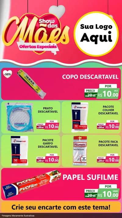 Modelo de TV para TV Vertical com o tema Show das Mães - Ofertas Especiais para Embalagens