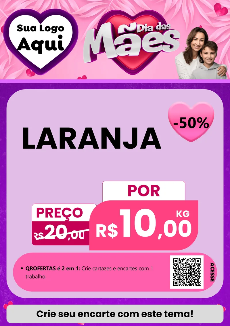 Modelo de Cartaz para Cartaz A4 Vertical com o tema Dia das Mães para Hortifrúti