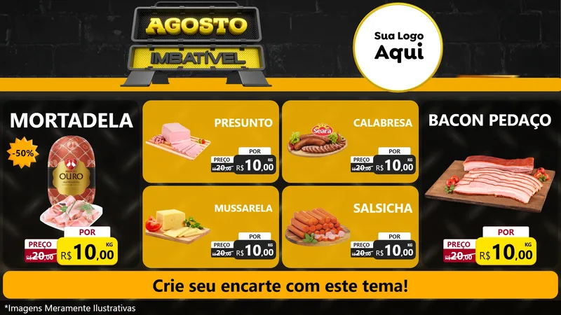Modelo de TV para TV Horizontal com o tema Agosto Imbatível para Frios e Laticínios