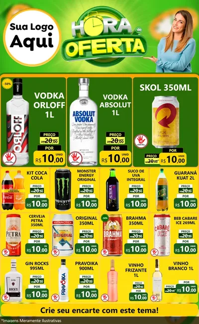 Modelo de Encarte para Encarte Grande com o tema Hora da Oferta para Distribuidora de bebidas