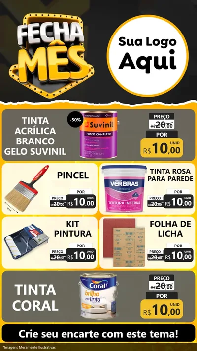 Modelo de TV para TV Vertical com o tema Fecha Mês para Tintas e Ferramentas
