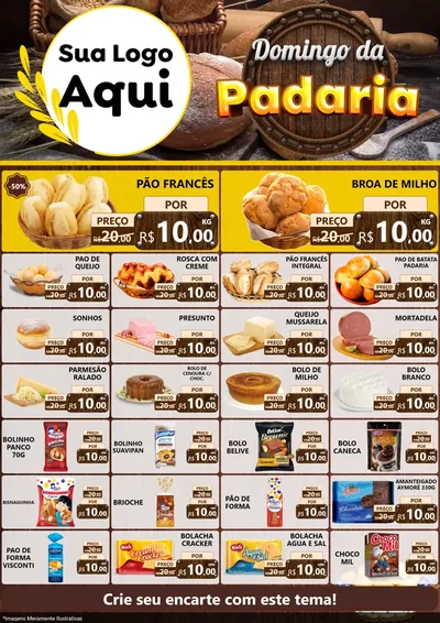 Modelo de Encarte para Encarte A4 Vertical com o tema Domingo da Padaria para Padaria