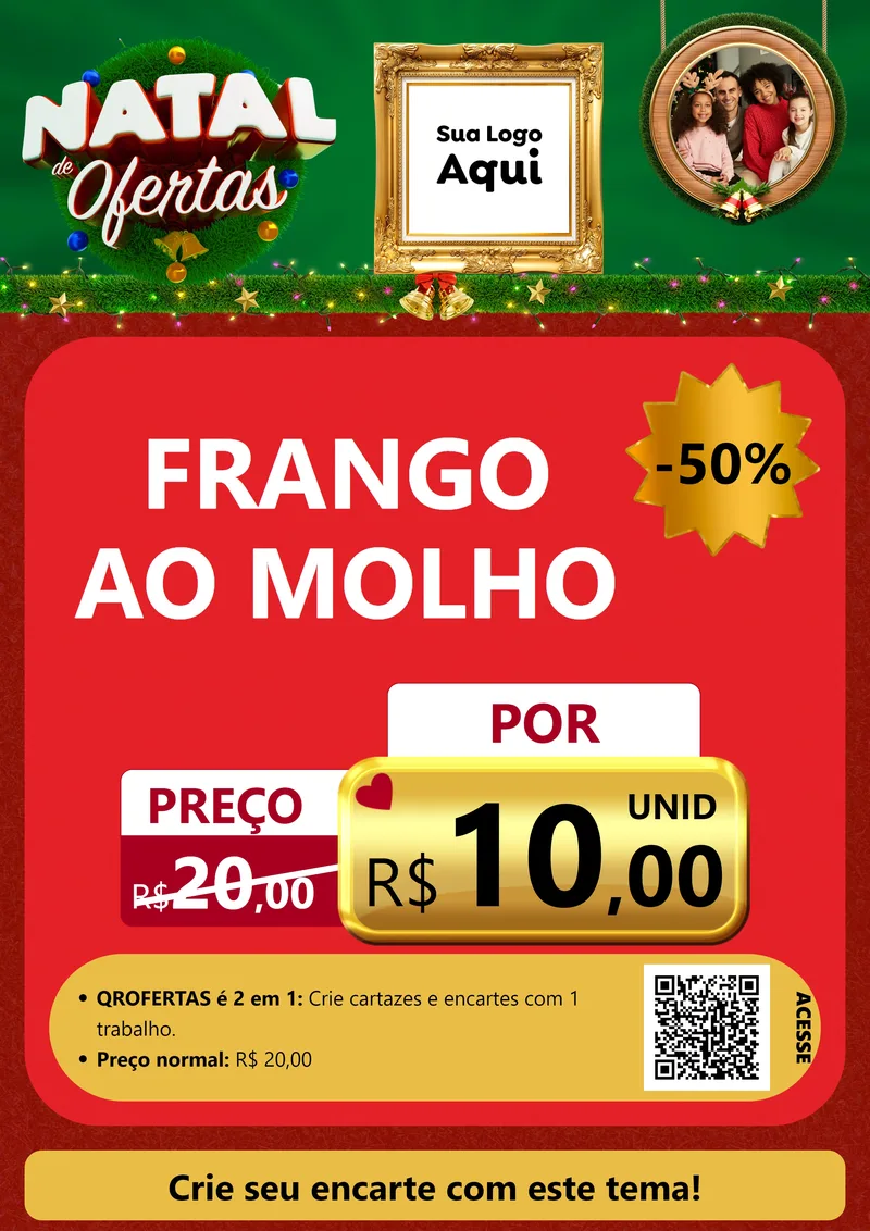 Modelo de Cartaz para Cartaz A4 Vertical com o tema Natal de Ofertas para Restaurante