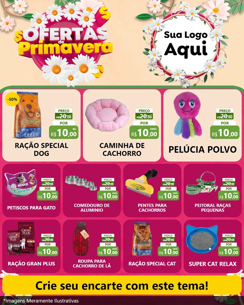 Modelo de Rede Social para Feed Instagram com o tema Ofertas de Primavera para Pet Shop