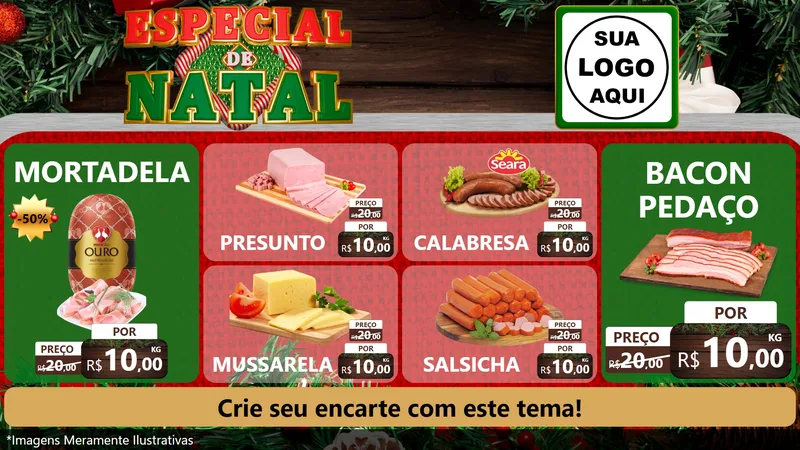 Modelo de TV para TV Horizontal com o tema Especial de Natal para Frios e Laticínios