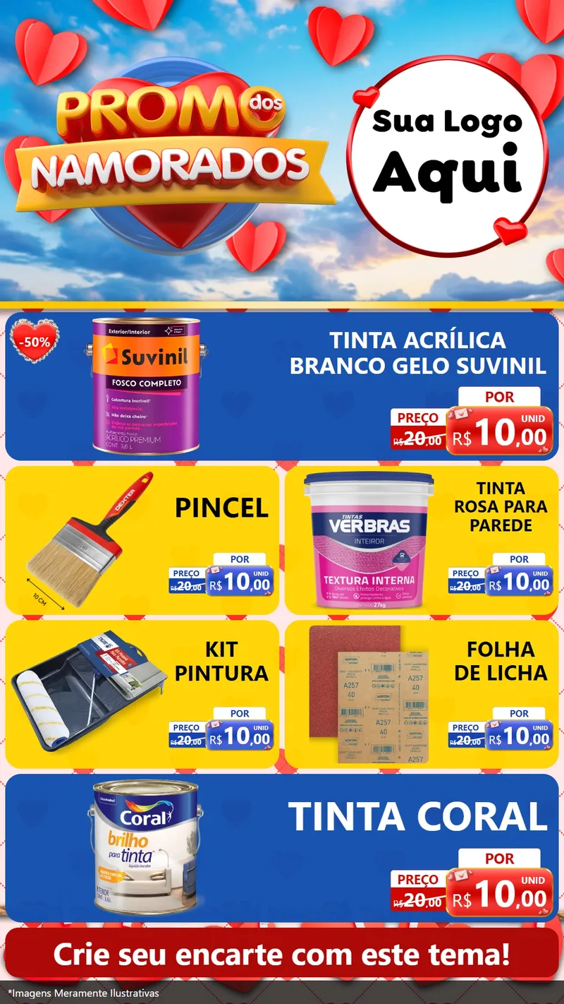 Modelo de TV para TV Vertical com o tema Promo dos Namorados para Tintas e Ferramentas