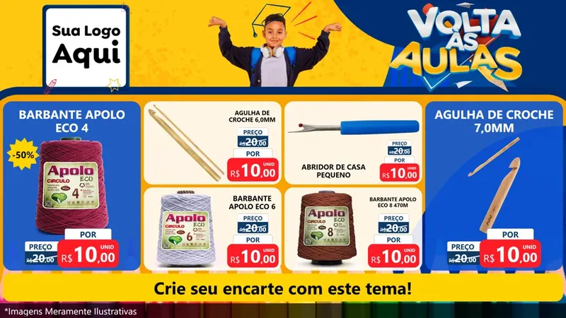 Modelo de TV para TV Horizontal com o tema Volta Às Aulas para Armarinho e Aviamentos