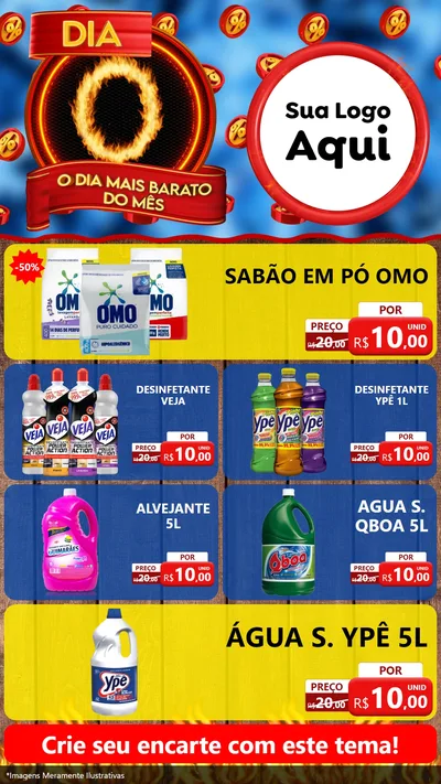 Modelo de TV para TV Vertical com o tema Dia O - O Dia Mais Barato Do Mês para Produtos de Limpeza