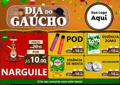 Modelo de Encarte para Encarte A4 Horizontal com o tema Dia do Gaúcho para Tabacaria