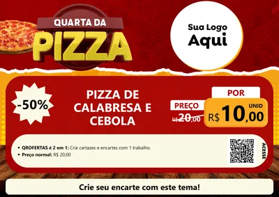 Modelo de Cartaz para Cartaz A4 Horizontal com o tema Quarta da Pizza para Pizzaria