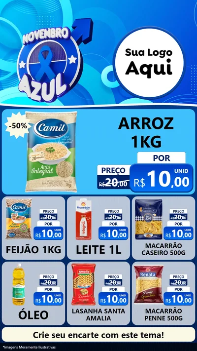 Modelo de Rede Social para Stories com o tema Novembro Azul para Supermercado