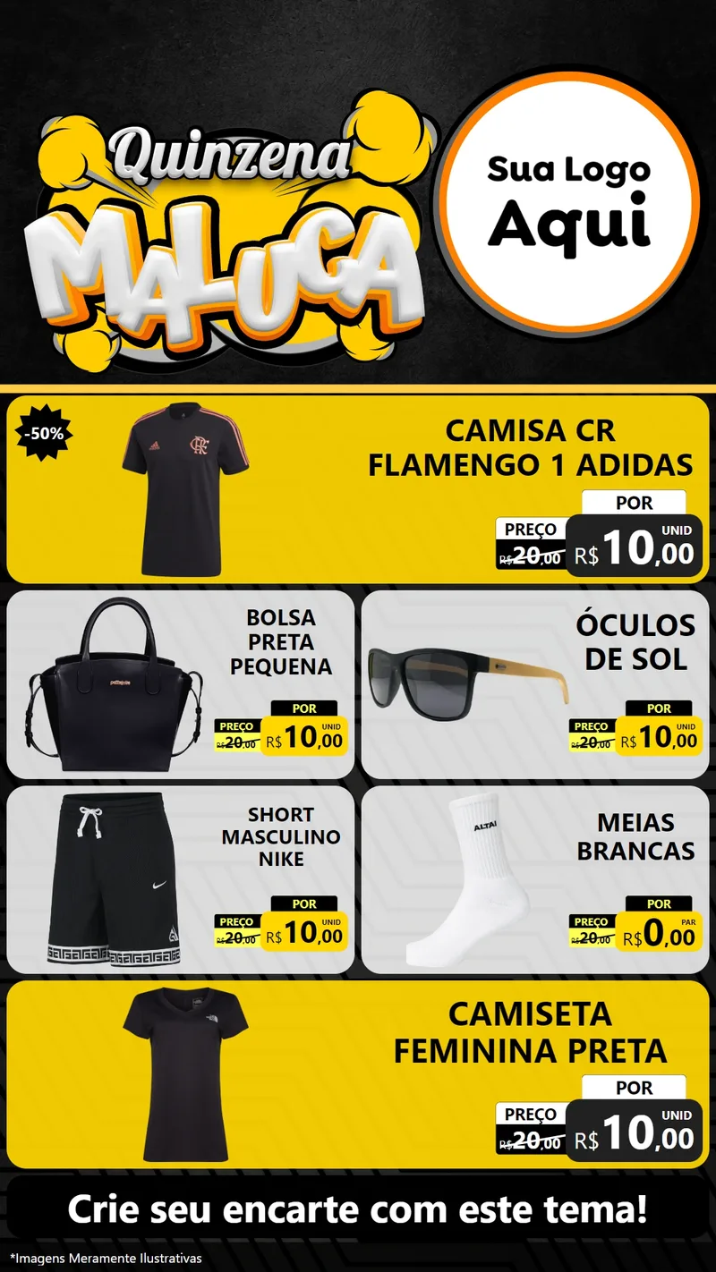 Modelo de TV para TV Vertical com o tema Quinzena Maluca para Roupas e acessórios