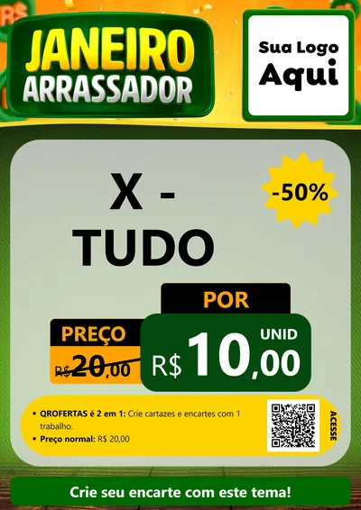 Modelo de Cartaz para Cartaz A4 Vertical com o tema Janeiro Arrasador para Hamburgueria