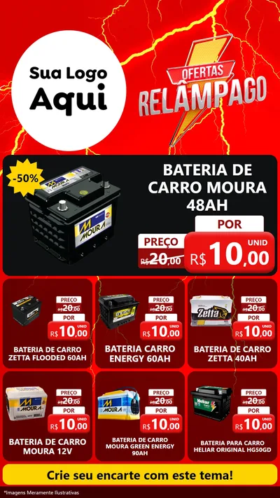 Modelo de Rede Social para Stories com o tema Ofertas Relâmpago para Baterias Elétricas