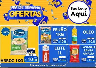Modelo de Encarte para Encarte A4 Horizontal com o tema Fim de Semana de Ofertas para Supermercado