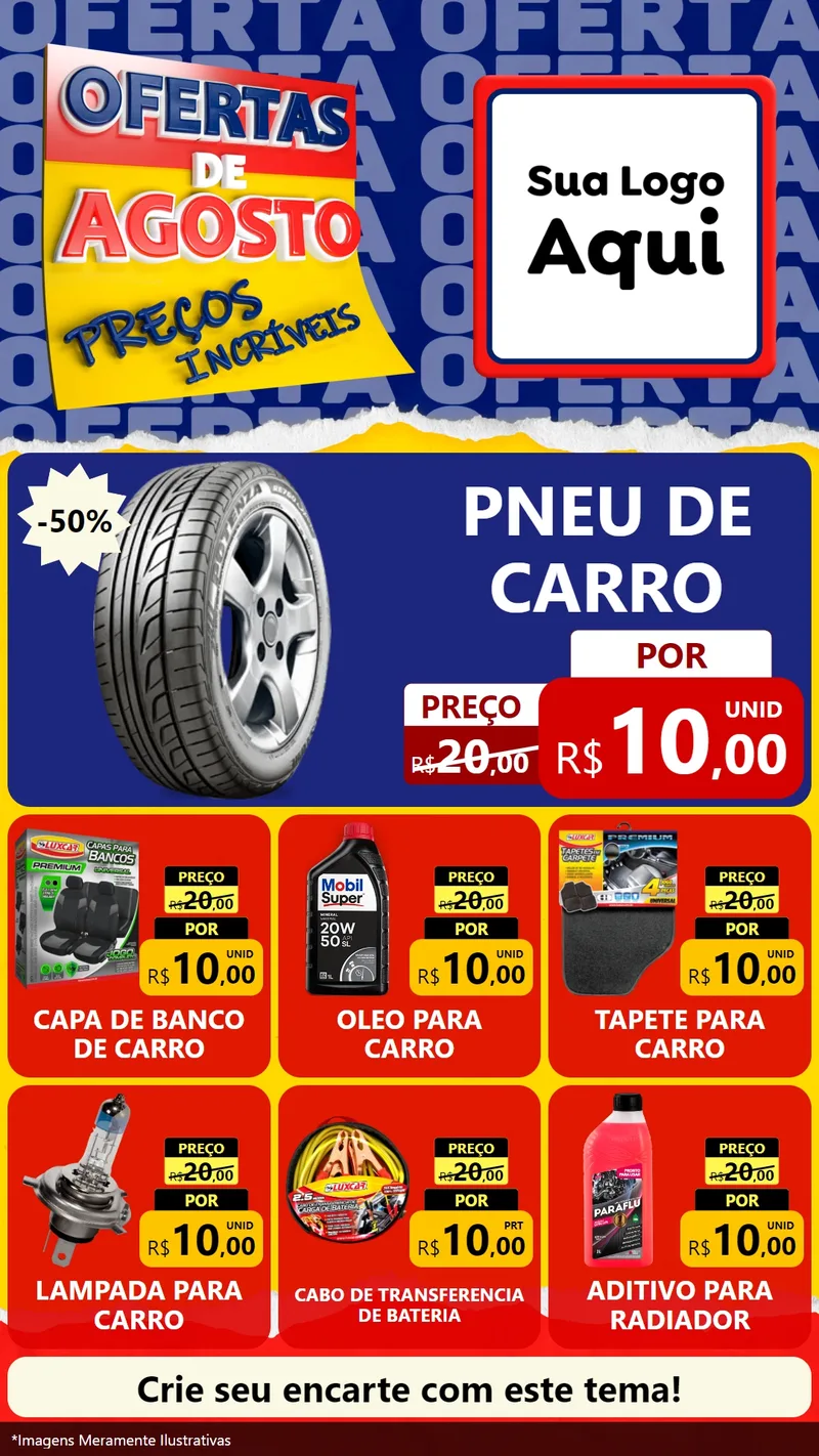 Modelo de Rede Social para Stories com o tema Ofertas de Agosto - Preços Incríveis para Auto peças