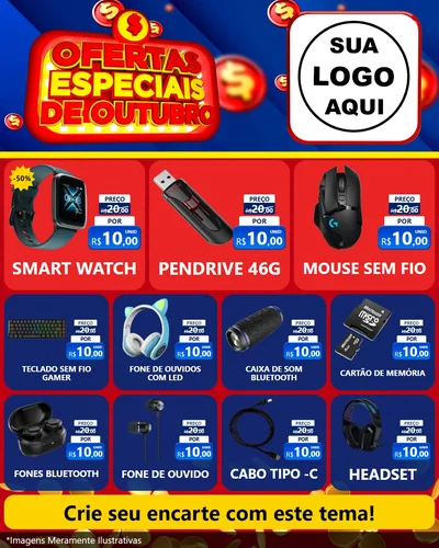 Modelo de Rede Social para Feed Instagram com o tema Ofertas Especiais de Outubro para Informática