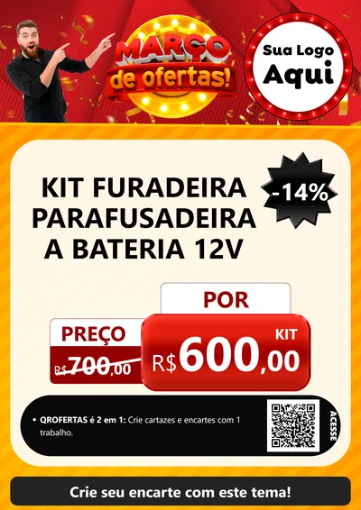 Modelo de Cartaz para Cartaz A4 Vertical com o tema Março de Ofertas! para Maquinas e Ferramentas