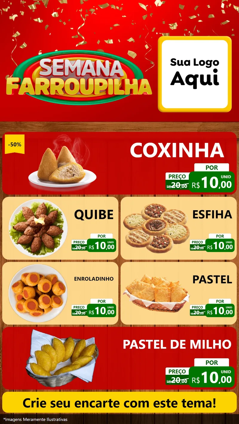 Modelo de TV para TV Vertical com o tema Semana Farroupilha para Salgadaria