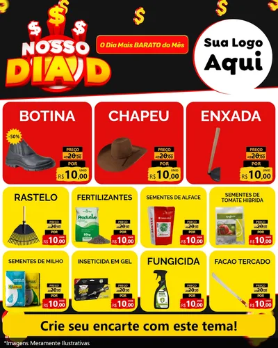 Modelo de Rede Social para Feed Instagram com o tema Nosso Dia D para Agropecuária