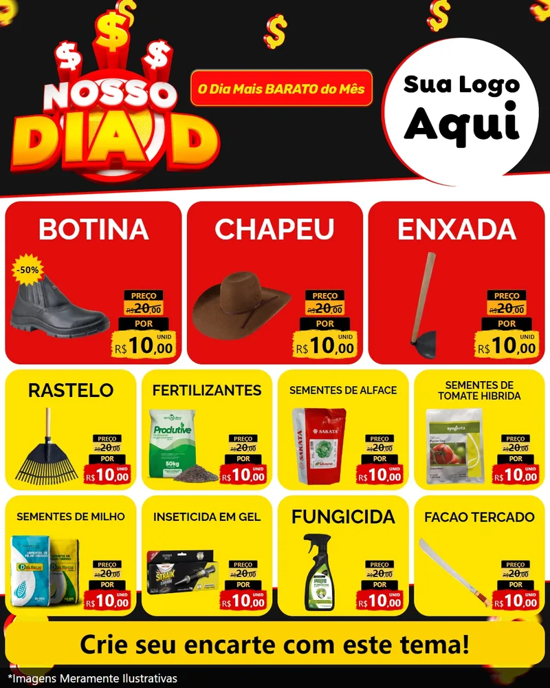 Modelo de Rede Social para Feed Instagram com o tema Nosso Dia D para Agropecuária