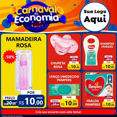 Modelo de Rede Social para Feed Facebook com o tema Carnaval da Economia para Bebês