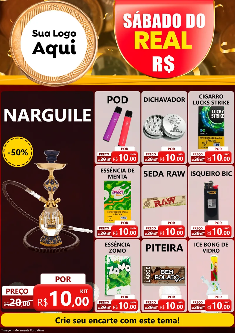 Modelo de Encarte para Encarte A4 Vertical com o tema Sábado do Real para Tabacaria