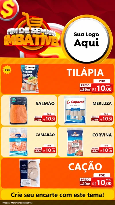 Modelo de TV para TV Vertical com o tema Fim de Semana Imbatível para Peixaria