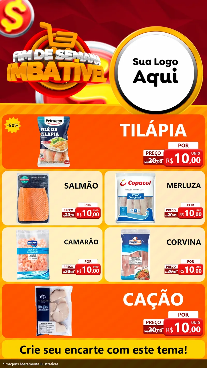 Modelo de TV para TV Vertical com o tema Fim de Semana Imbatível para Peixaria