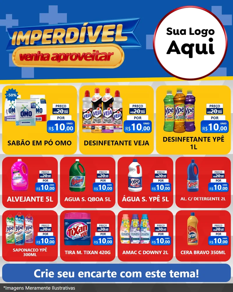 Modelo de Rede Social para Feed Instagram com o tema Imperdível para Produtos de Limpeza