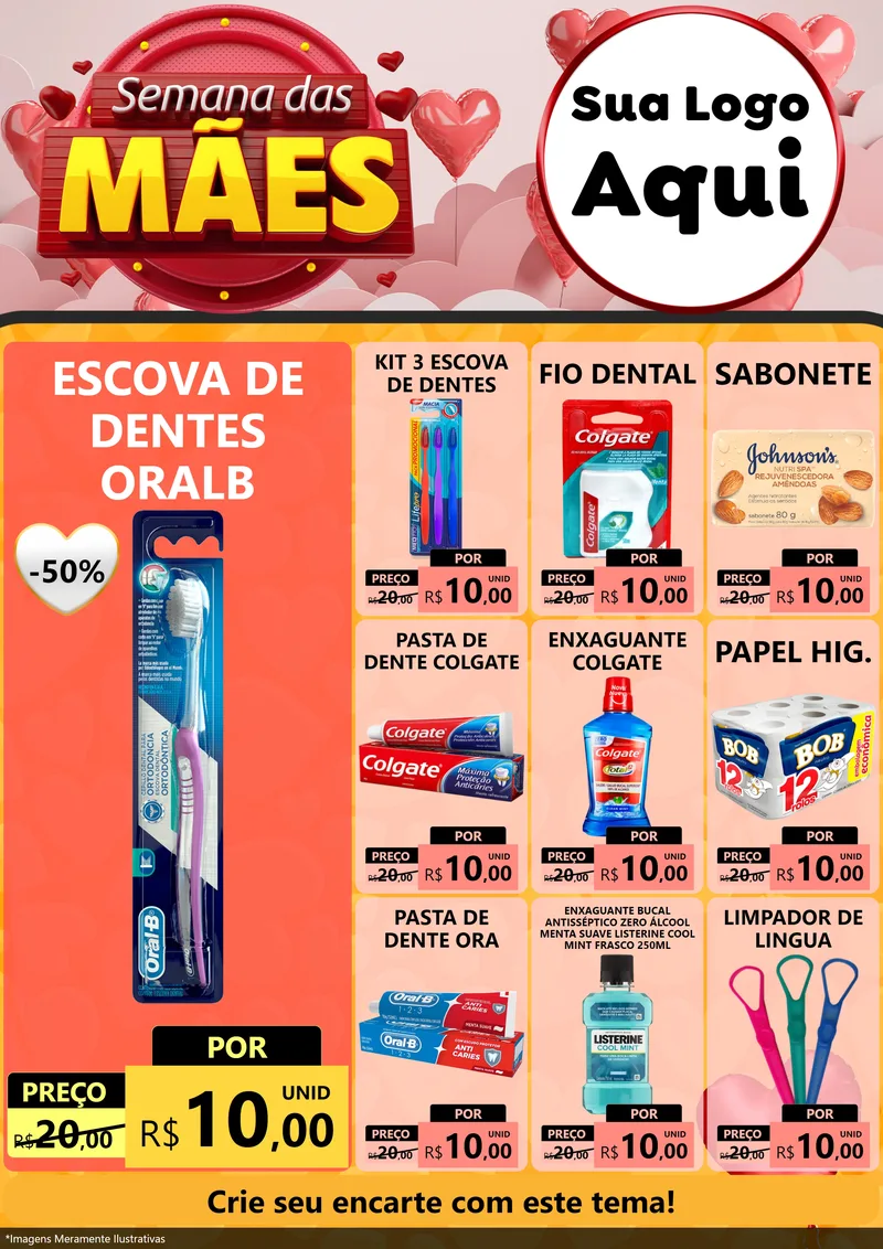 Modelo de Encarte para Encarte A4 Vertical com o tema Semana das Mães para Higiene Pessoal