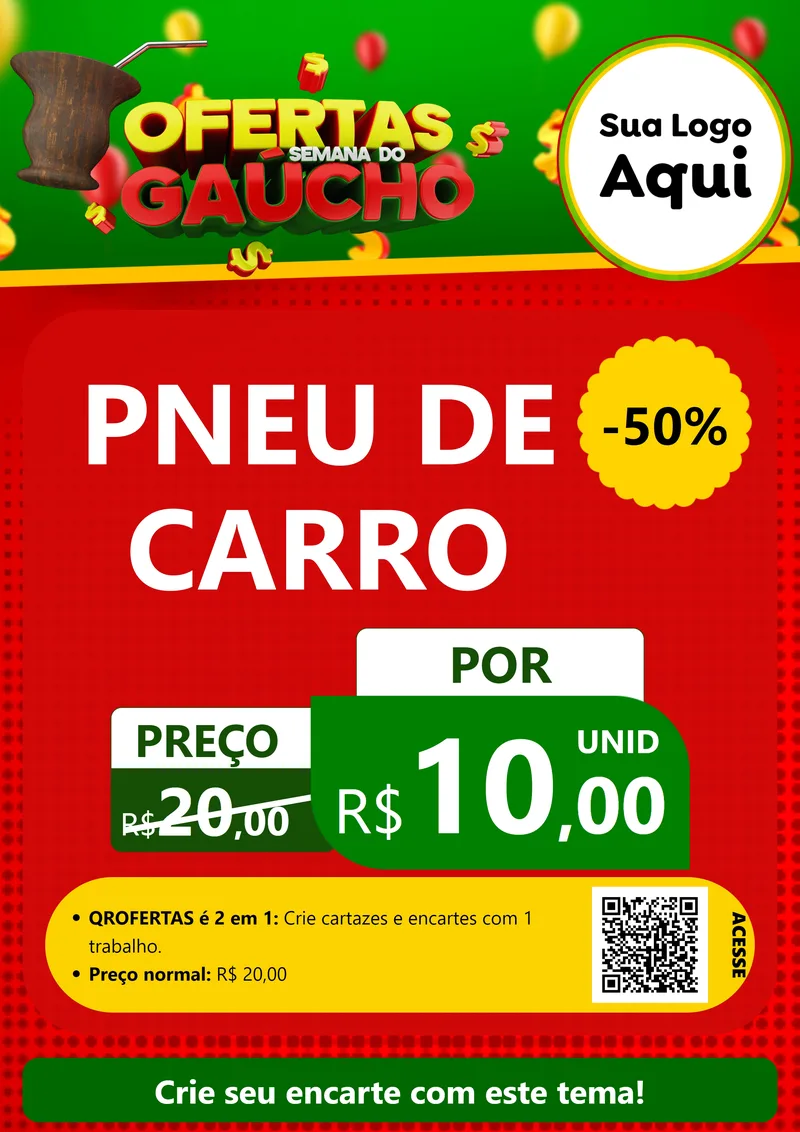 Modelo de Cartaz para Cartaz A4 Vertical com o tema Ofertas Semana Do Gaúcho para Auto peças