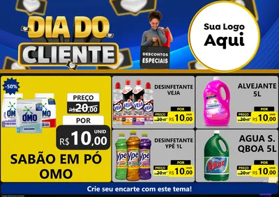 Modelo de Encarte para Encarte A4 Horizontal com o tema Dia Do Cliente para Produtos de Limpeza