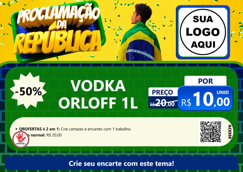 Modelo de Cartaz para Cartaz A4 Horizontal com o tema Proclamação da República para Distribuidora de bebidas