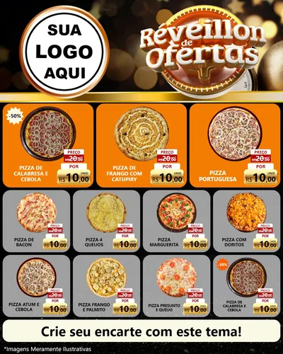 Modelo de Rede Social para Feed Instagram com o tema Réveillon de Ofertas para Pizzaria